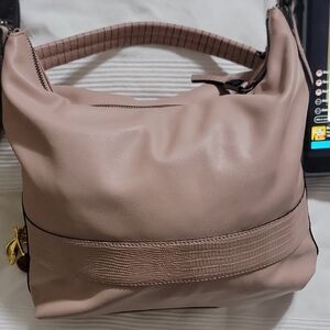 Chic Mauve Leather Hobo Bag